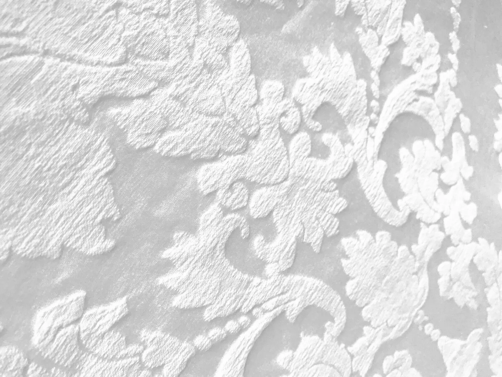 Duchess Taylor Designer Brocade Satin Fabric- Bleached White- Drapery Upholstery Medallion