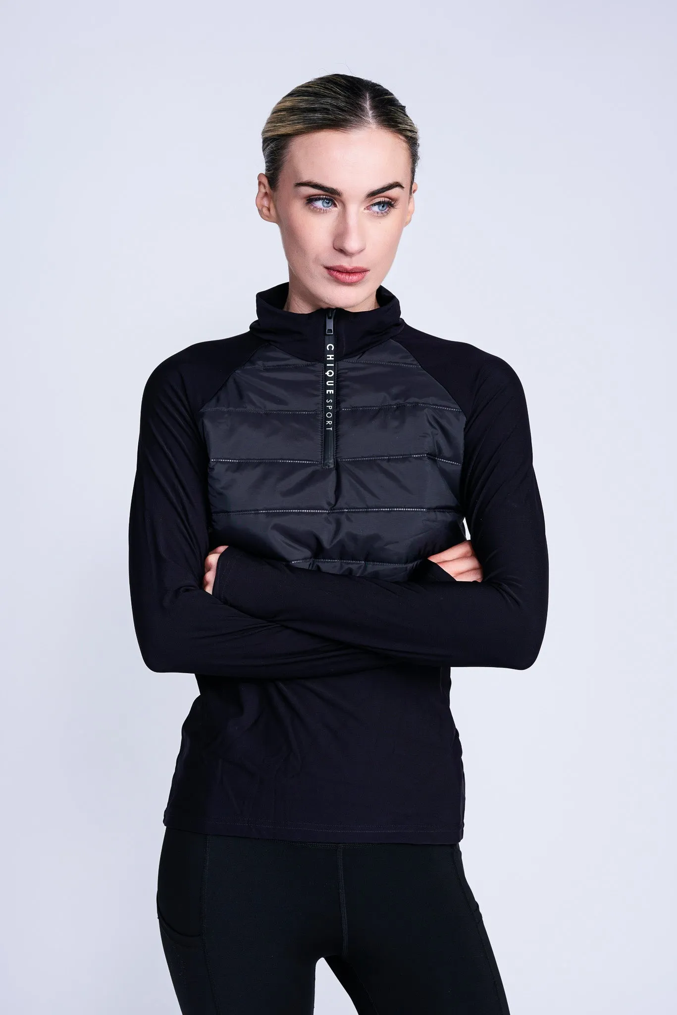 Empower Padded Half-Zip Top in Black