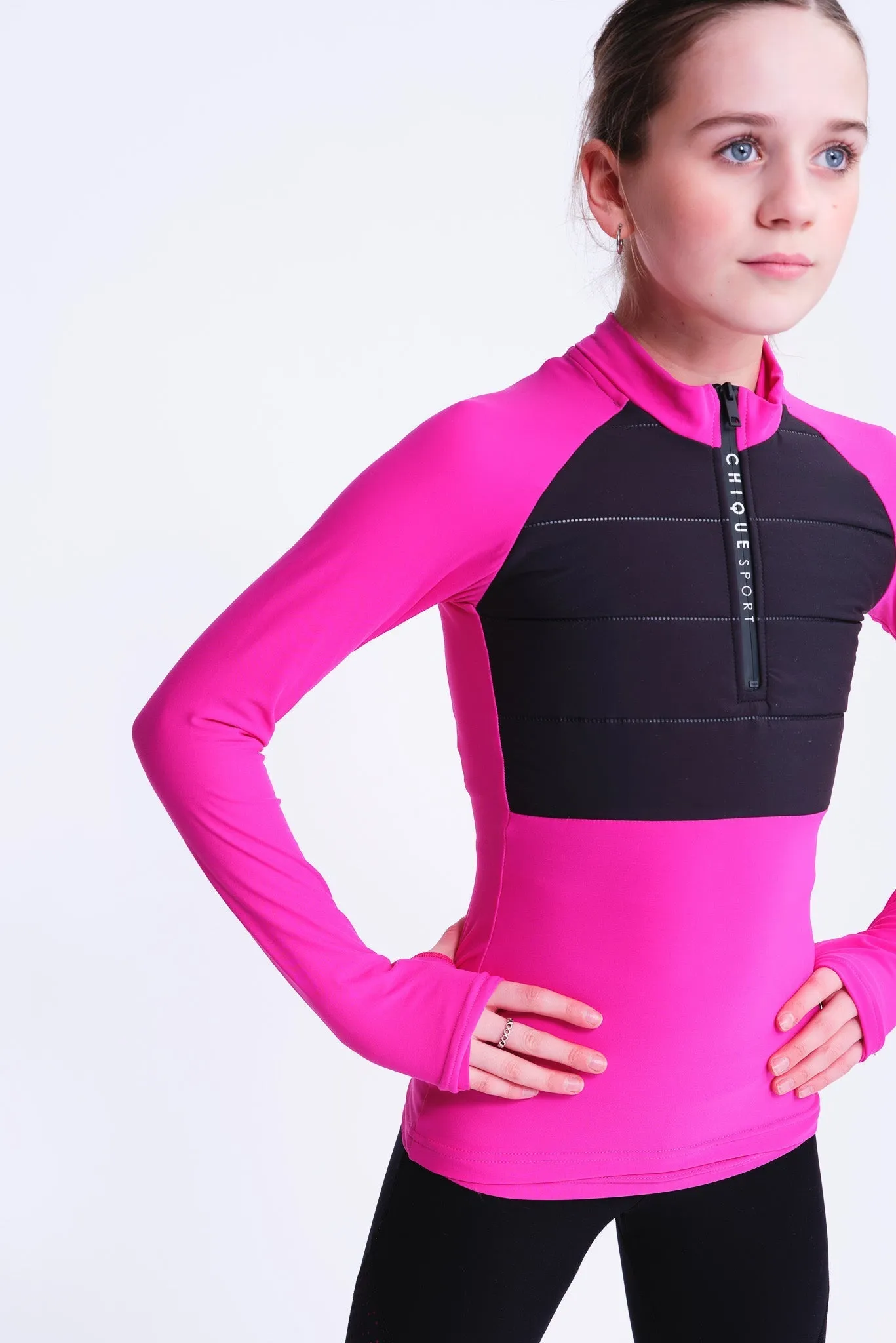 Empower Padded Half-Zip Top in Fuchsia