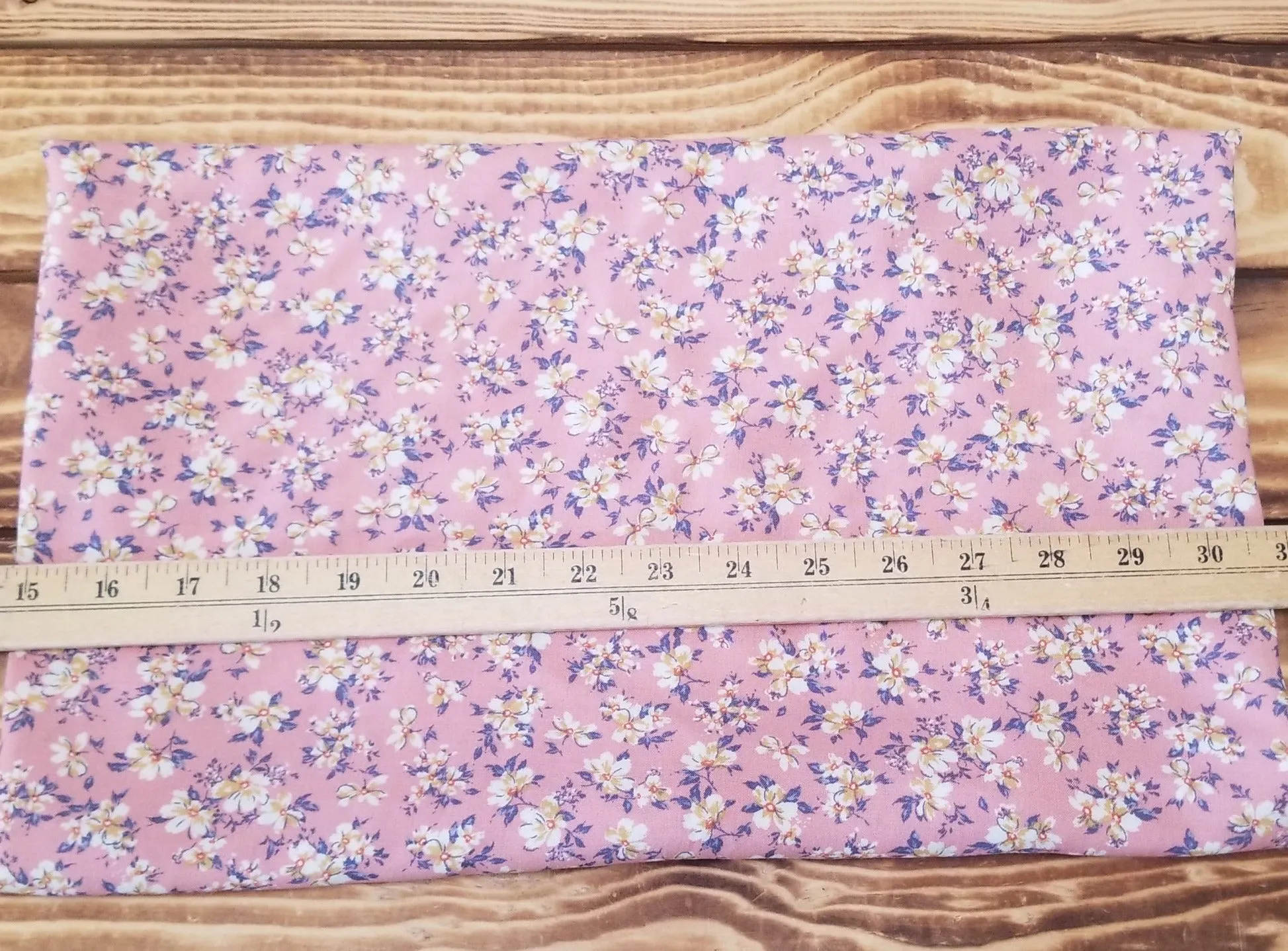 End of Bolt: 3.5 yards of Designer Deadstock Cottage Small Floral Pink Rayon Challis Woven- remnant