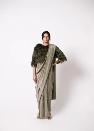 Feather Jacket with AQ Sari