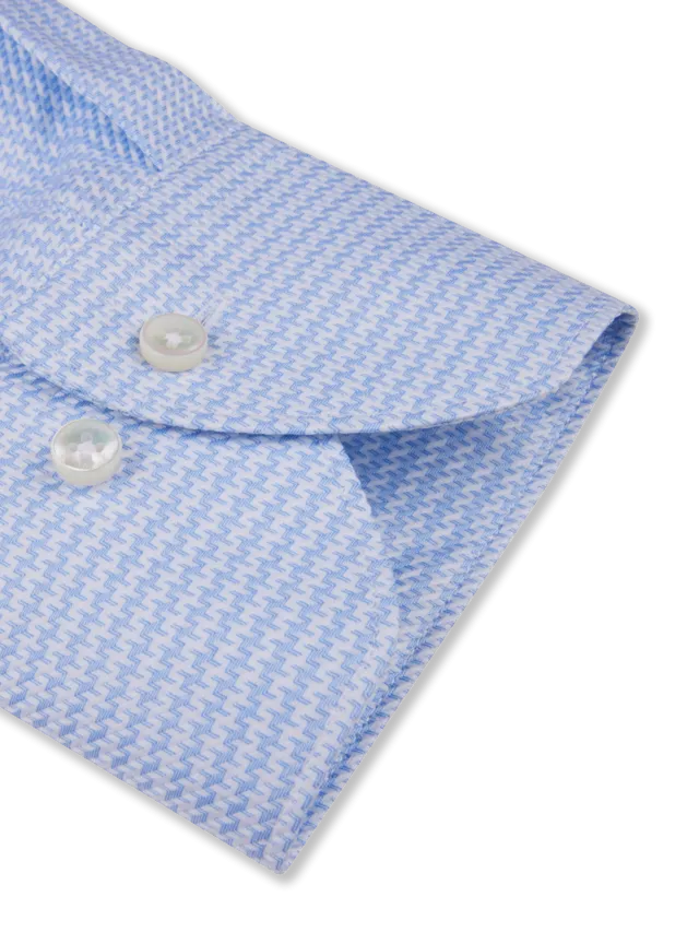 Fitted Body Blue Patterned Twill Shirt 602791 8800 111