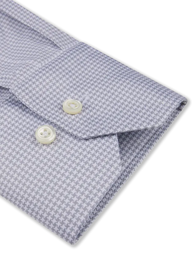 Fitted Body Grey Houndstooth Oxford Shirt 602751 8617 303