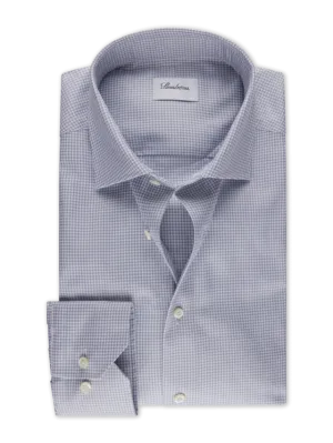 Fitted Body Grey Houndstooth Oxford Shirt 602751 8617 303