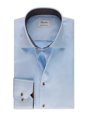 Fitted Body Light Blue Contrast Twill Shirt 684751 0564 100