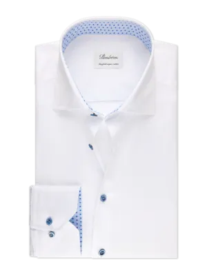 Fitted Body White Contrast Twill Shirt 684751 0540 000