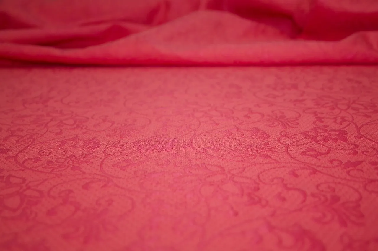 Floral Cotton Blend Jacquard - Blood Orange