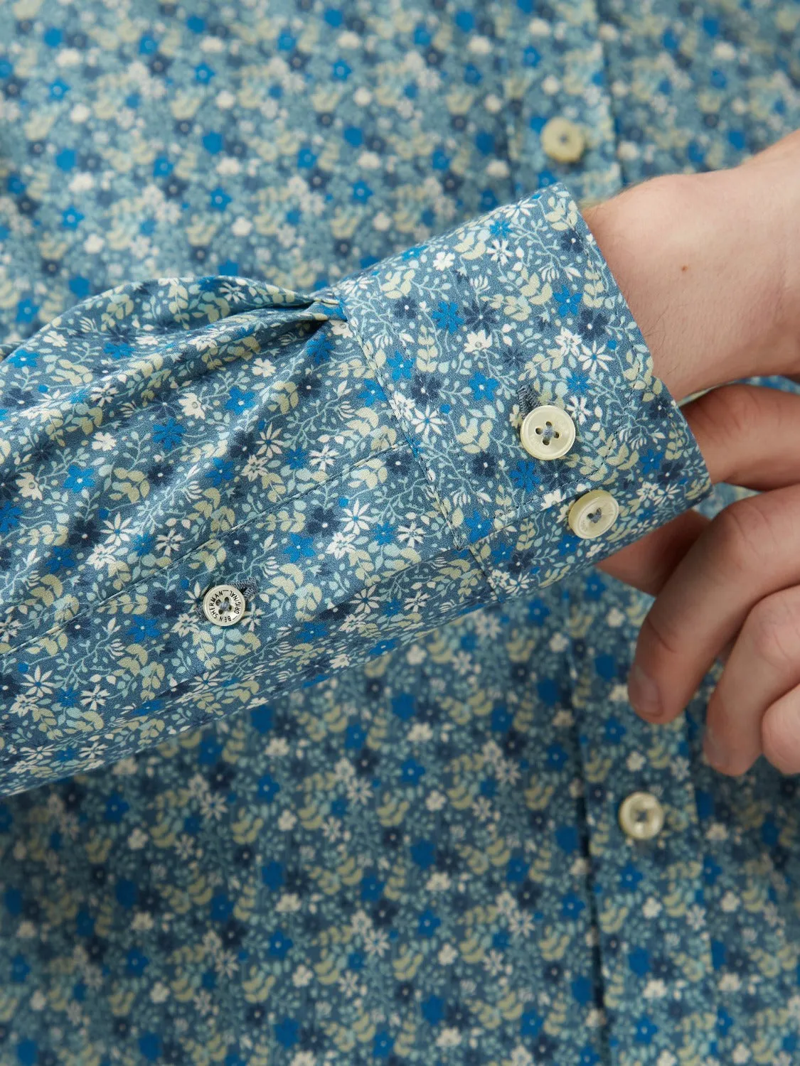 Floral Print Long-Sleeve Shirt - Blue