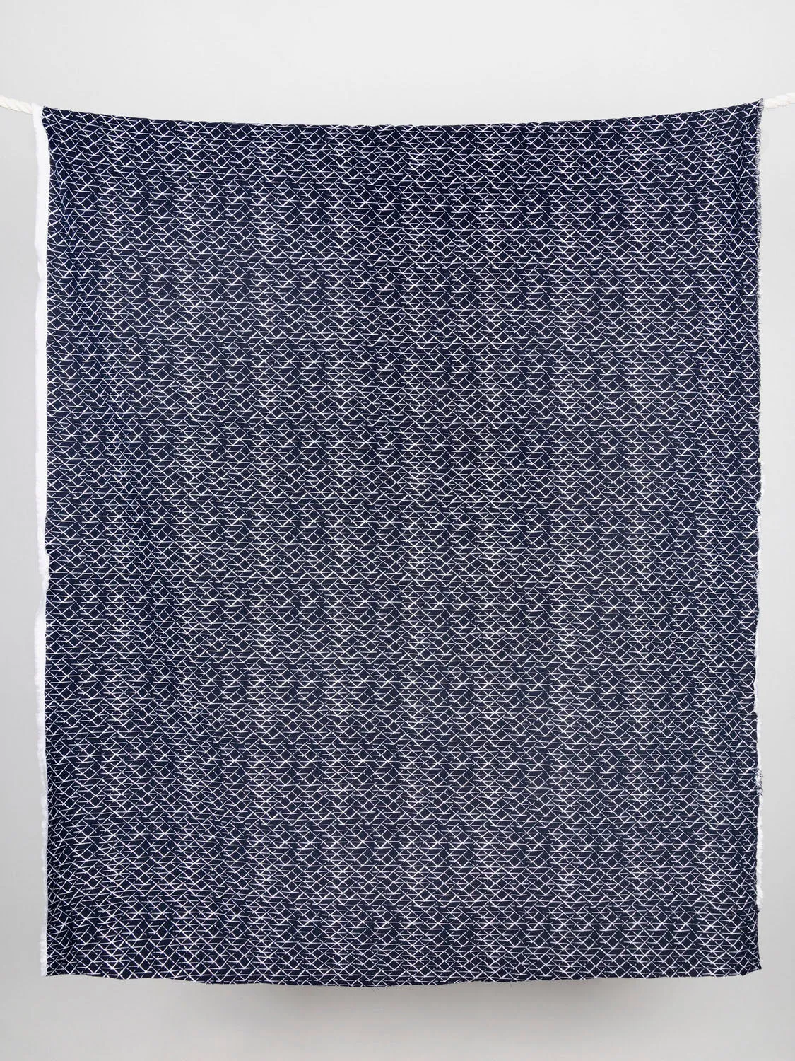 Geo Print Stretch Viscose Twill Deadstock - Navy   White - Swatch