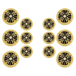 Gold Floral Metal Buttons with White Centers(6 Big   6 Small)