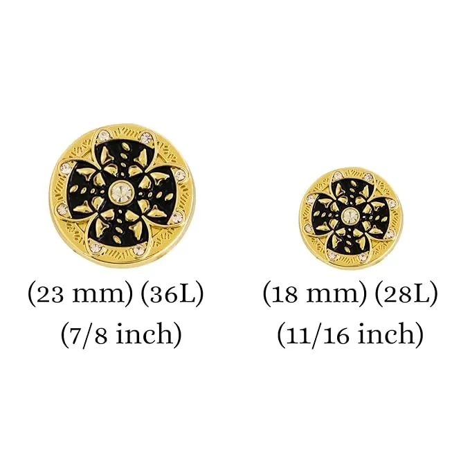 Gold Floral Metal Buttons with White Centers(6 Big   6 Small)