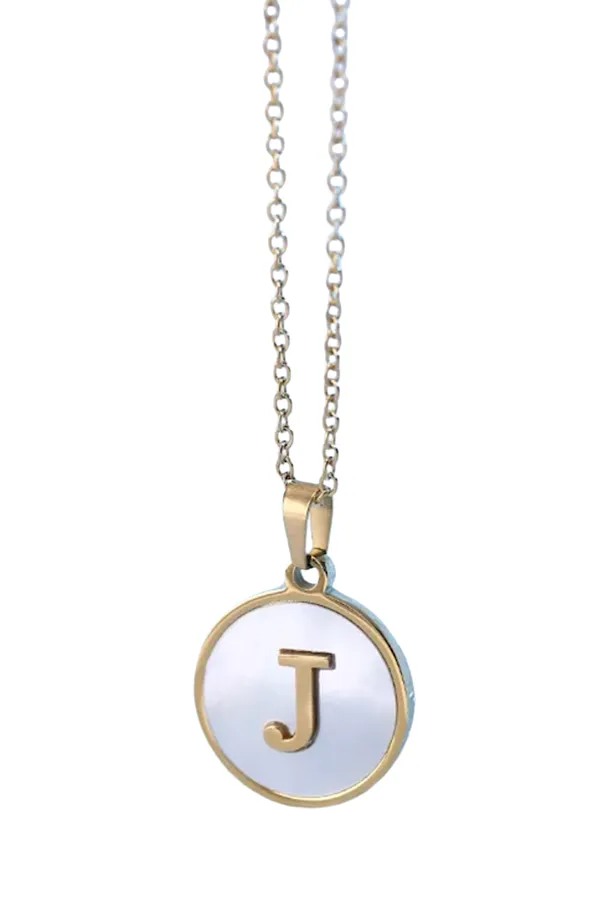 Gold Pearl Initial Necklace J