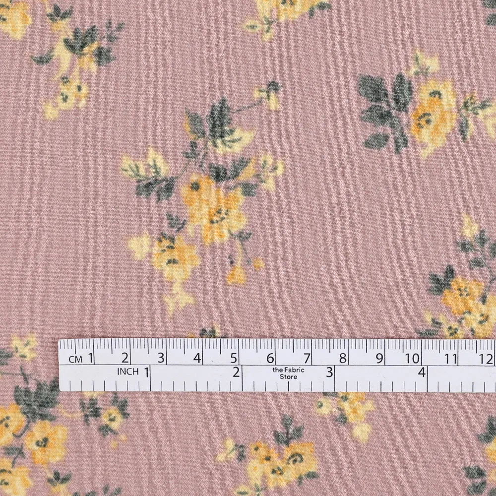 Golden Blooms Viscose Georgette - Vintage Rose