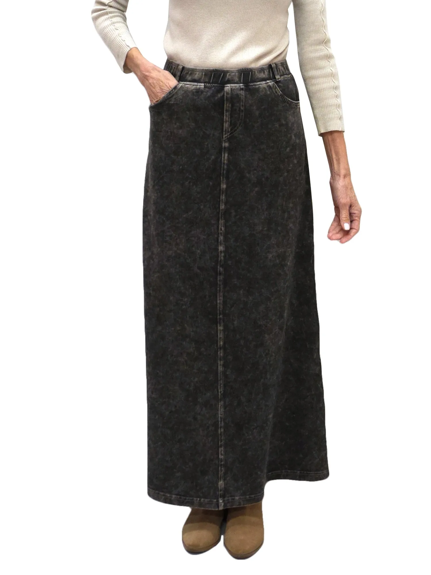 Hard Tail Denim A-Line Maxi Skirt (Style WJ-128)