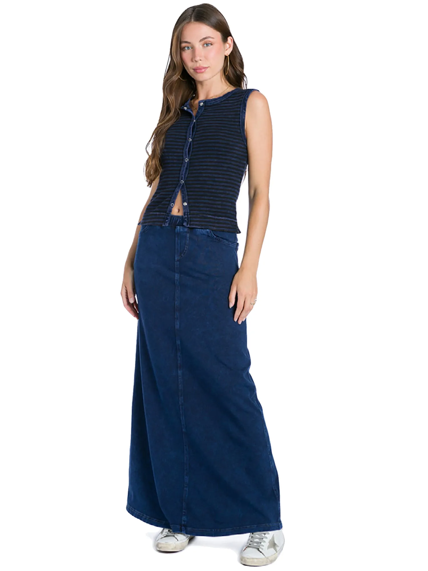 Hard Tail Denim A-Line Maxi Skirt (Style WJ-128)