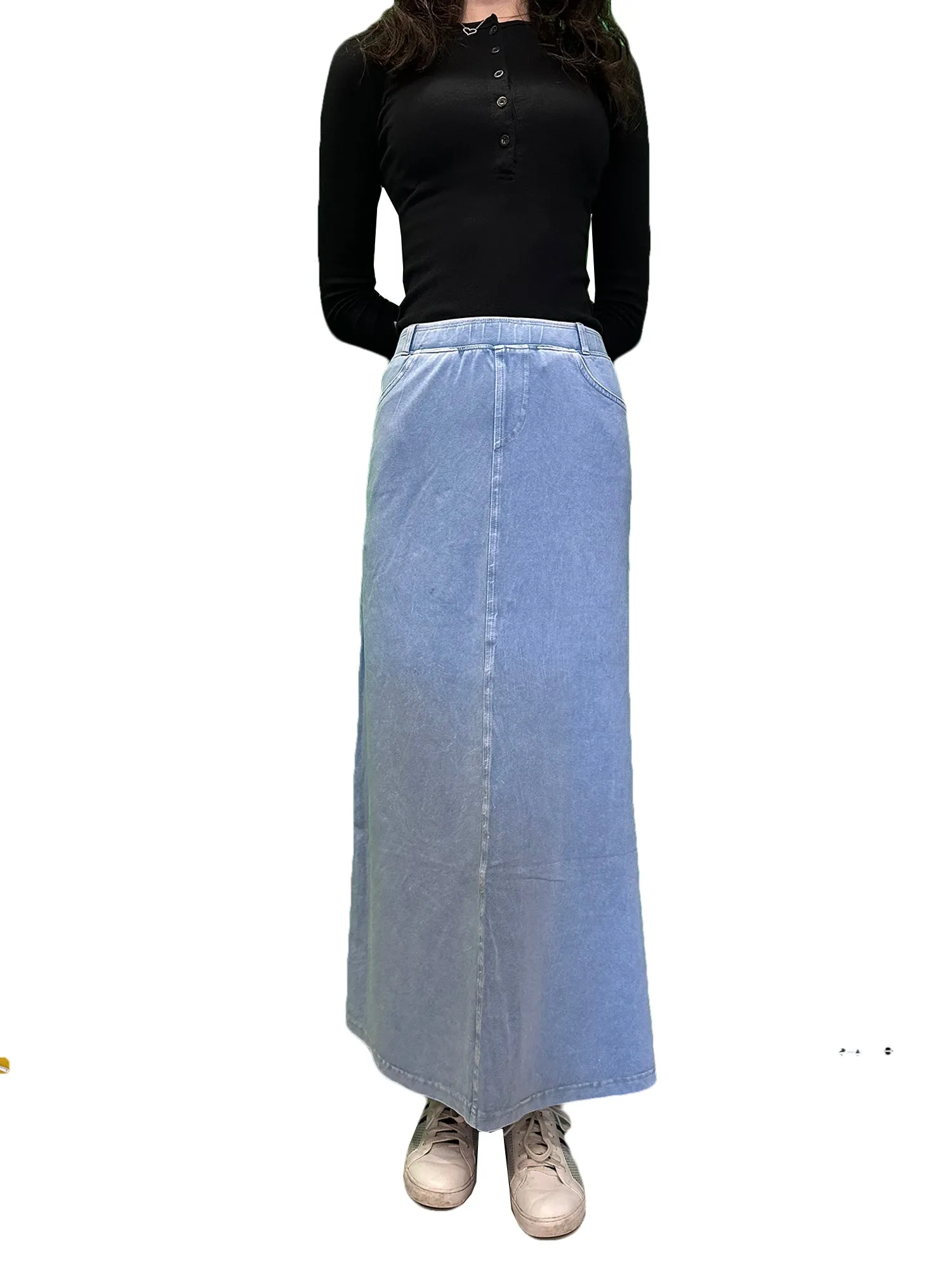 Hard Tail Denim A-Line Maxi Skirt (Style WJ-128)