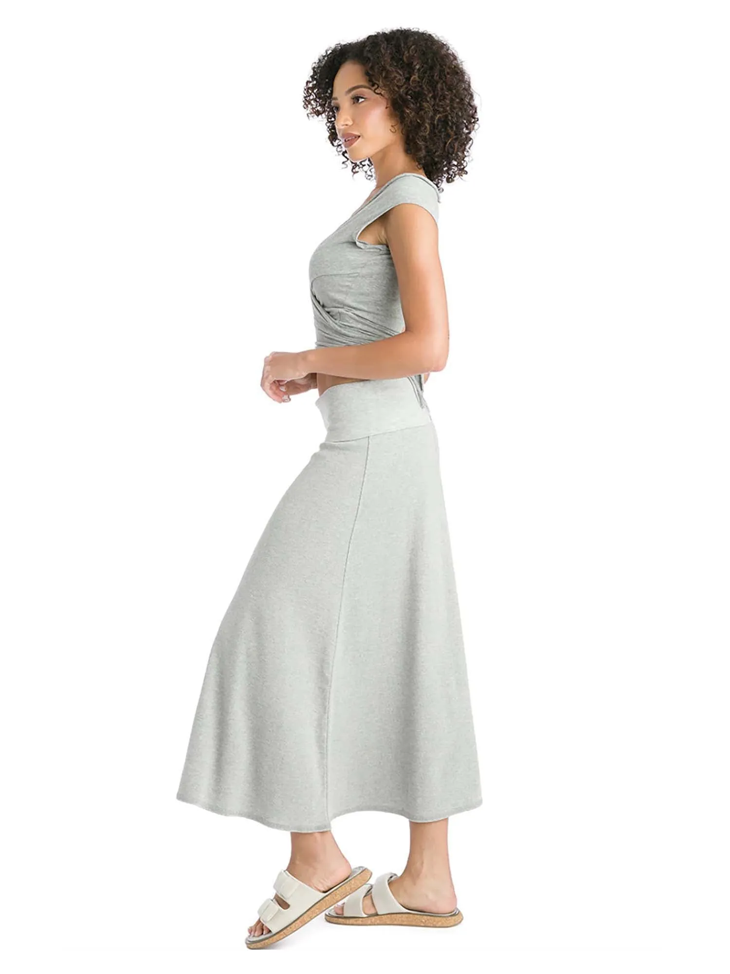 Hard Tail Ribbed Rolldown Long Skirt (Style CS-56)