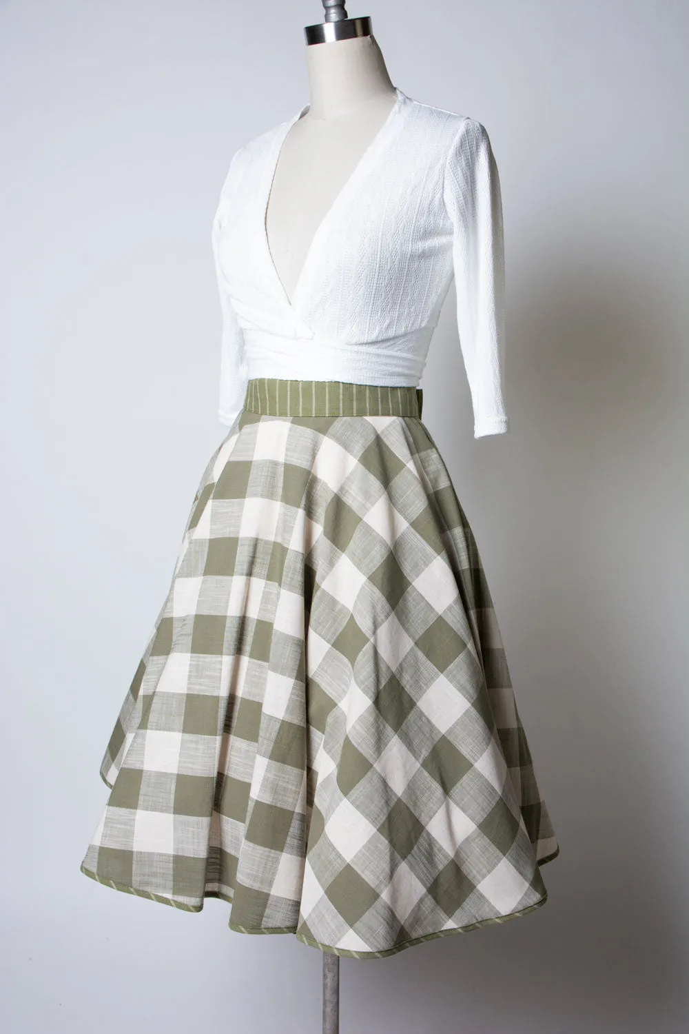 Haute Circle Skirt - Big Gingham, Sage