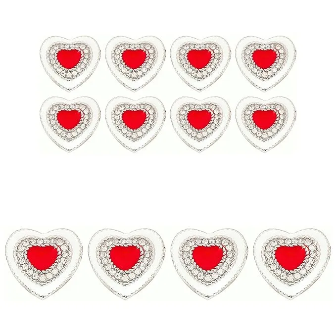 Heart-Shaped Rhinestone Metal Buttons (8 Small   4 Big)