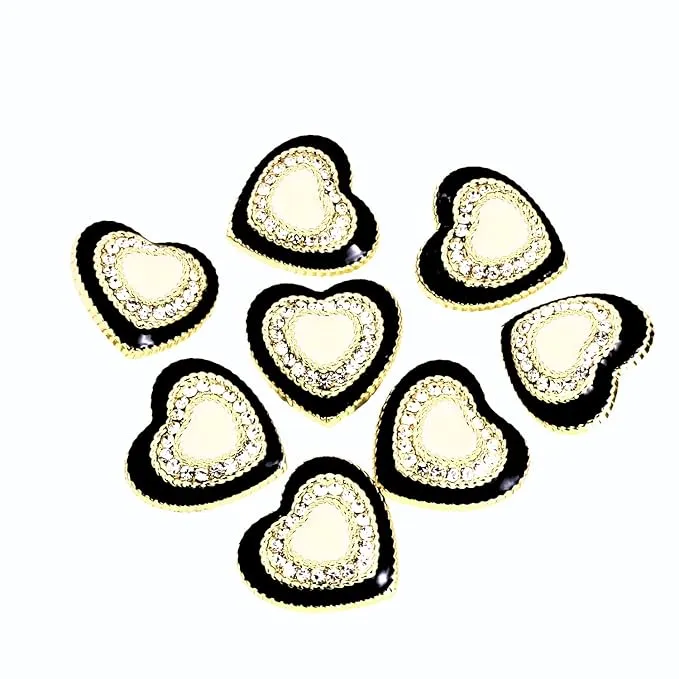 Heart-Shaped Rhinestone Metal Buttons (8 Small   4 Big)