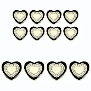 Heart-Shaped Rhinestone Metal Buttons (8 Small   4 Big)