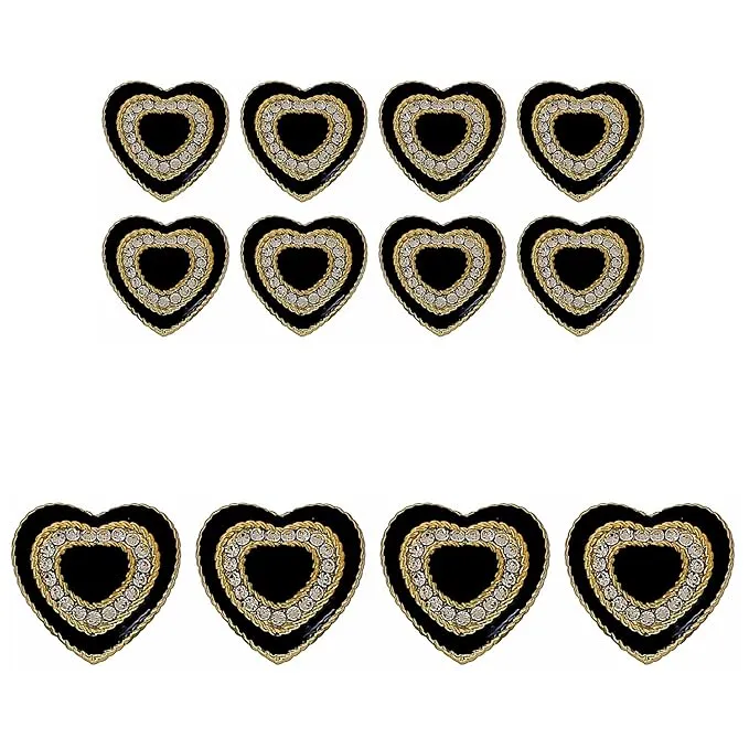 Heart-Shaped Rhinestone Metal Buttons (8 Small   4 Big)