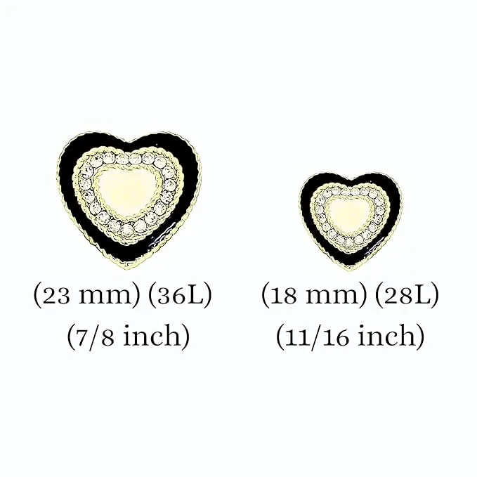 Heart-Shaped Rhinestone Metal Buttons (8 Small   4 Big)