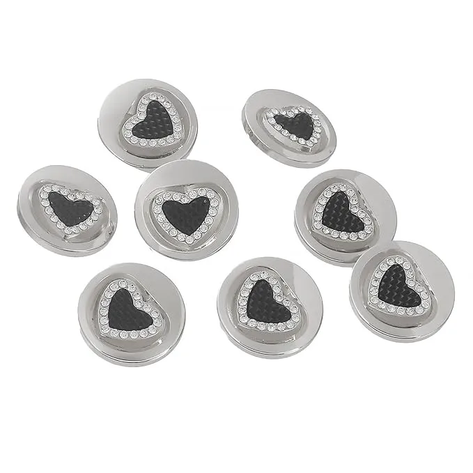 Heart-Shaped Rhinestone Metal Buttons(7 Big   7 Small)