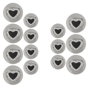 Heart-Shaped Rhinestone Metal Buttons(7 Big   7 Small)