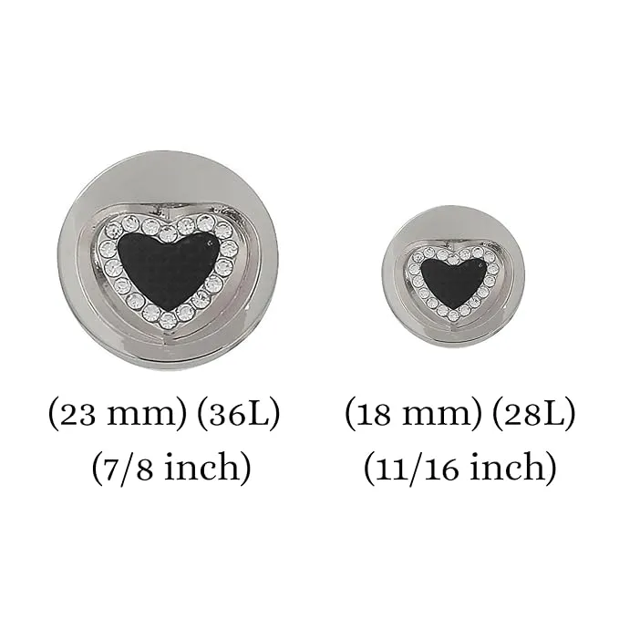 Heart-Shaped Rhinestone Metal Buttons(7 Big   7 Small)