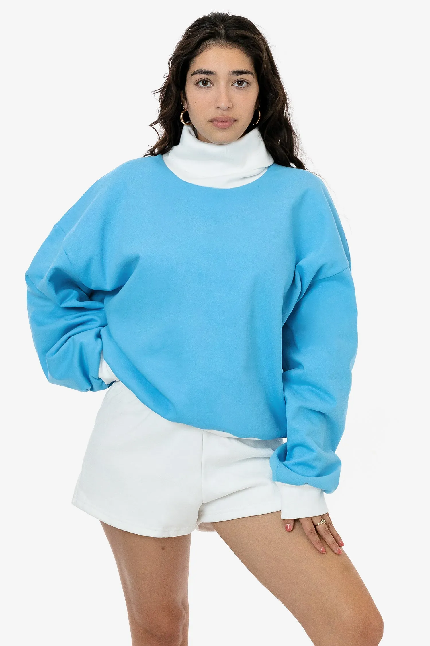 HF-313 - Heavy Fleece Oversized Turtleneck Sweater with Contrast Rib