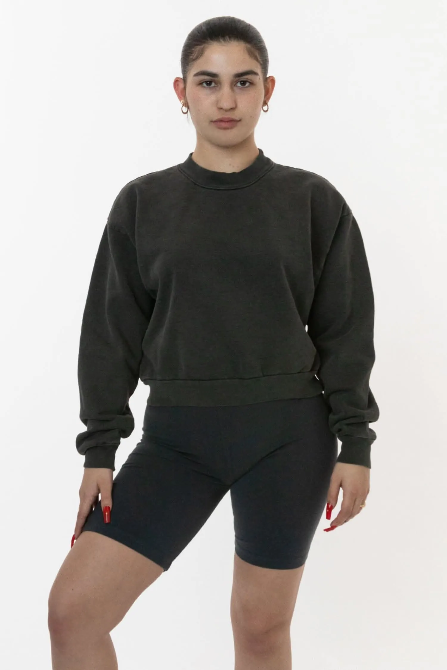 HF06 - Heavy Fleece Cropped Mock Neck Pullover (Pigment Dye)