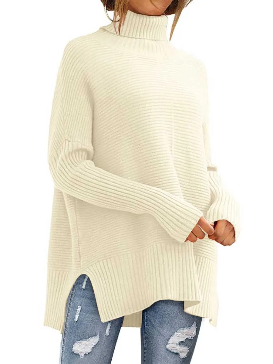 High Neck Batwing Knit Sweater