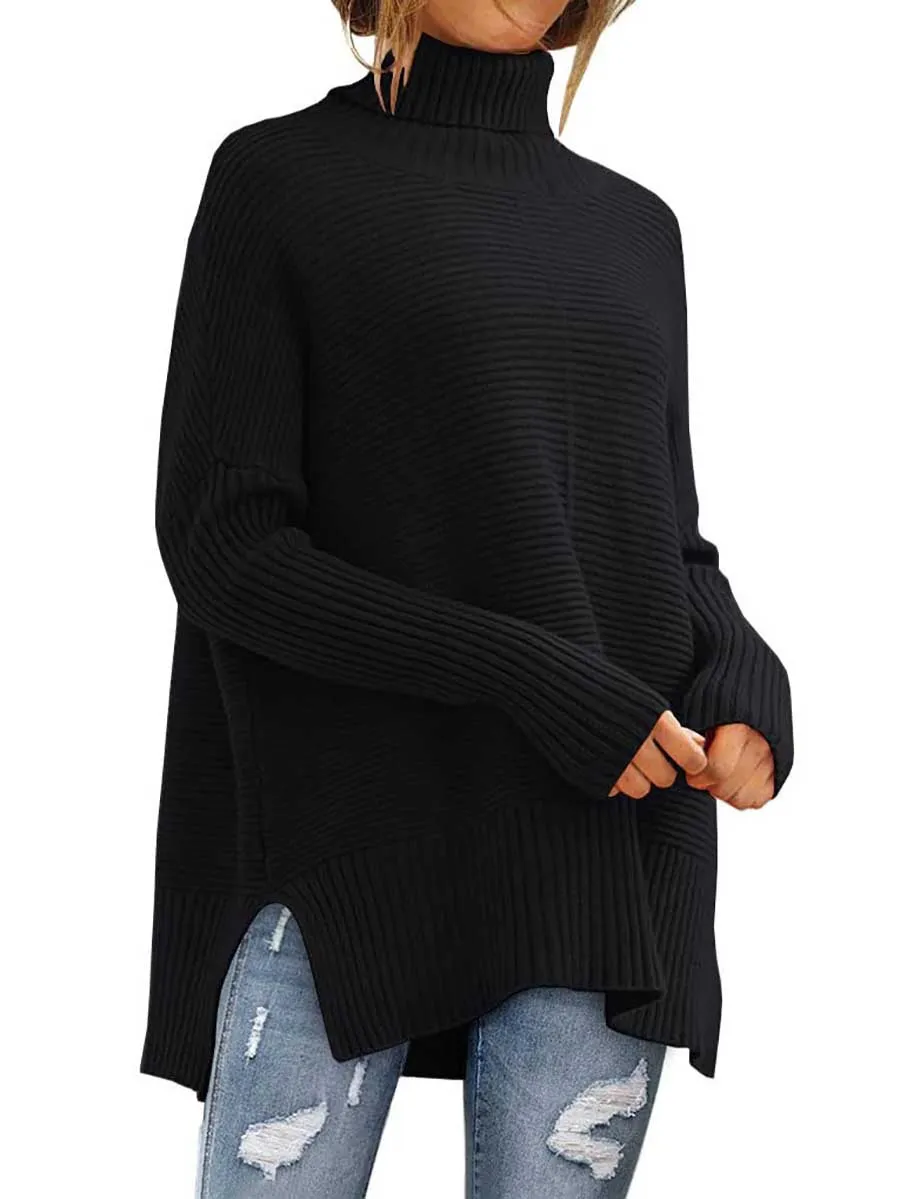 High Neck Batwing Knit Sweater