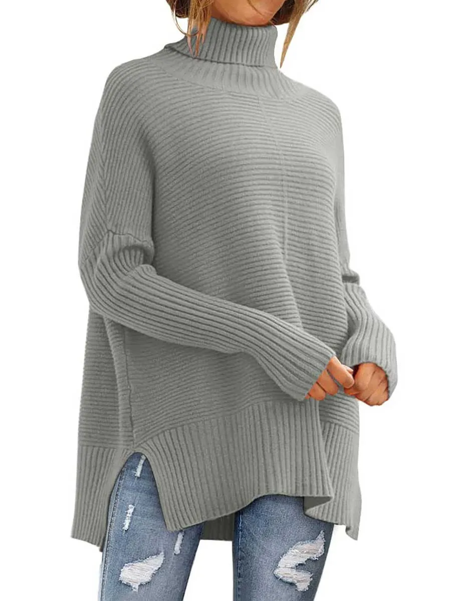 High Neck Batwing Knit Sweater