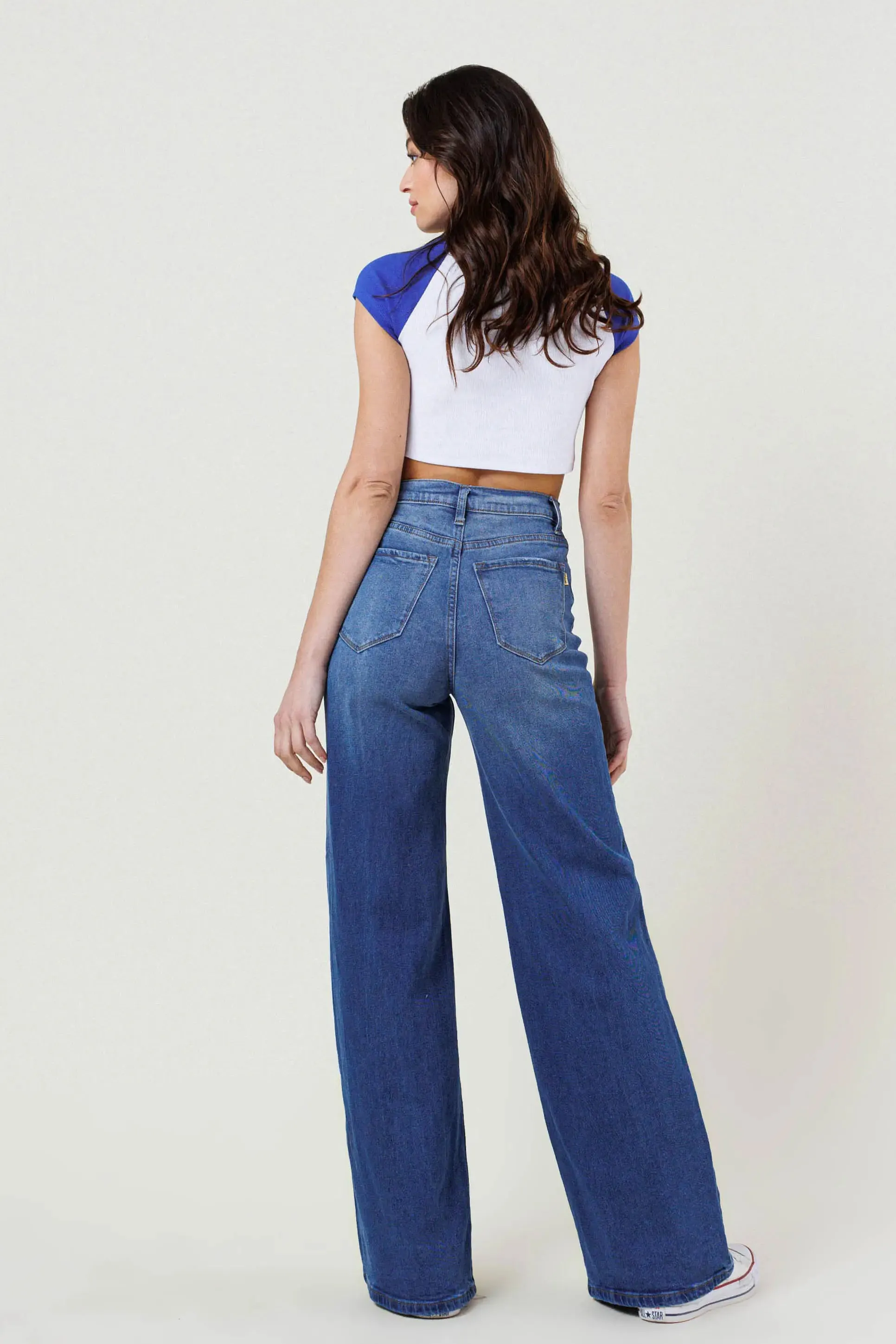 High Rise Button-Up Wide Leg Jeans-Vibrant M.I.U