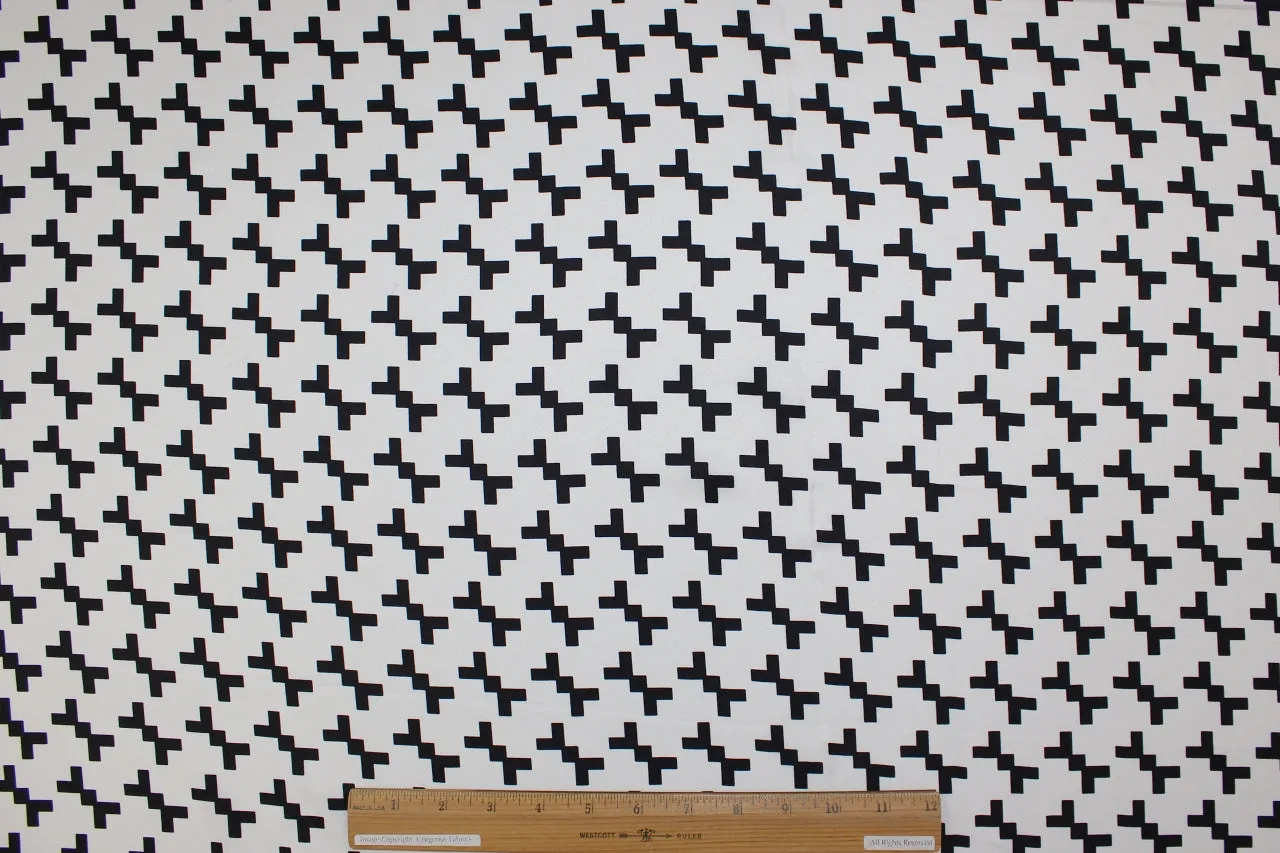 Hounds-toothy Wide Silk Twill - Black on White