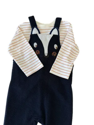 Infant & Toddler Overalls in a Fun Print (Skunk) Striped Long-Sleeve Shirt Included - 2 Piece Set