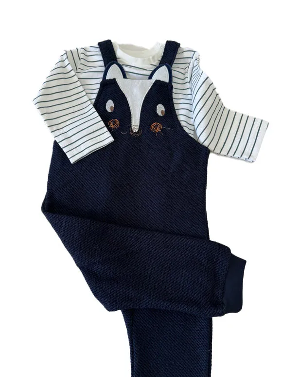 Infant & Toddler Overalls in a Fun Print (Skunk) Striped Long-Sleeve Shirt Included - 2 Piece Set