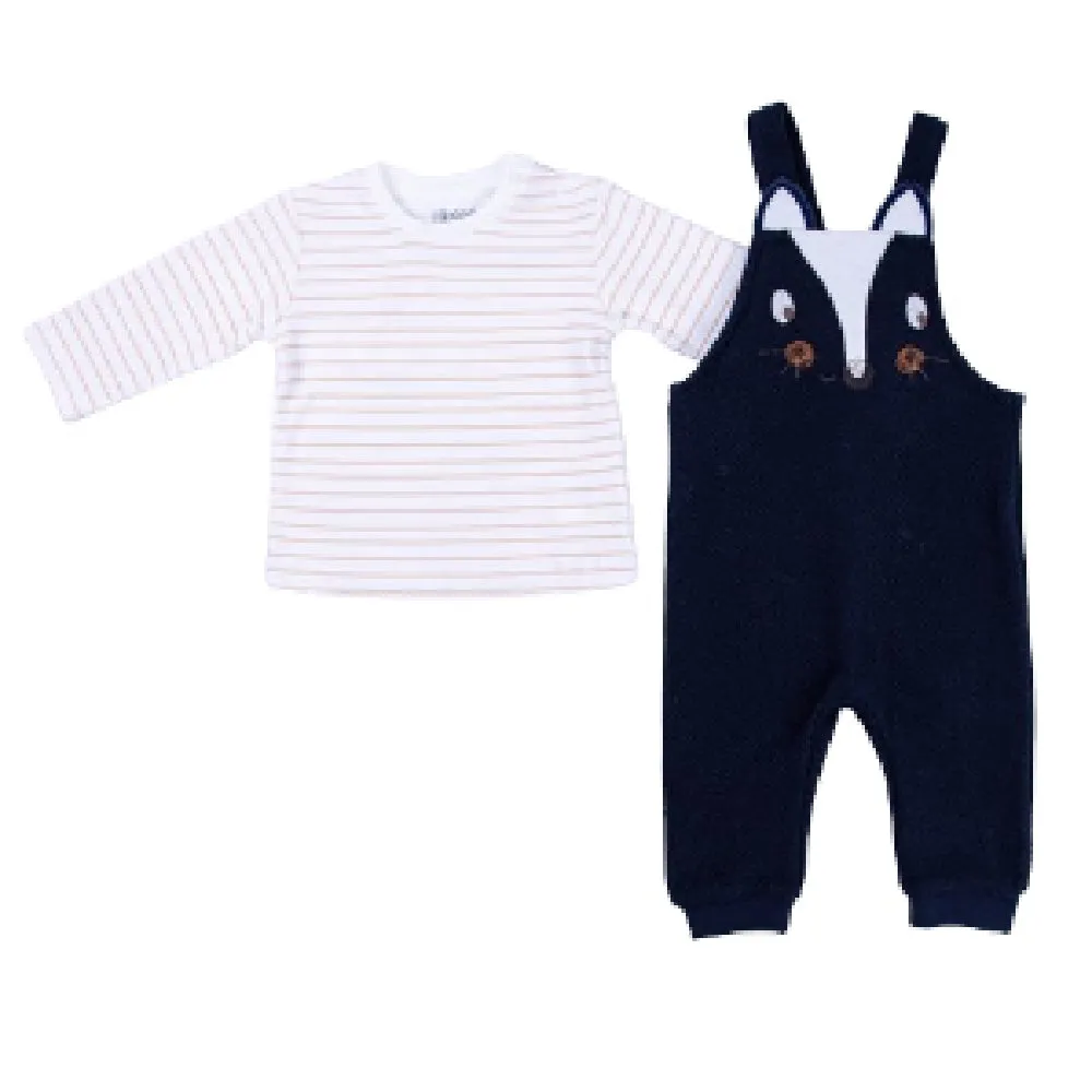 Infant & Toddler Overalls in a Fun Print (Skunk) Striped Long-Sleeve Shirt Included - 2 Piece Set