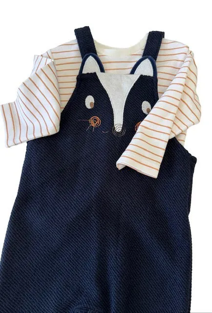 Infant & Toddler Overalls in a Fun Print (Skunk) Striped Long-Sleeve Shirt Included - 2 Piece Set