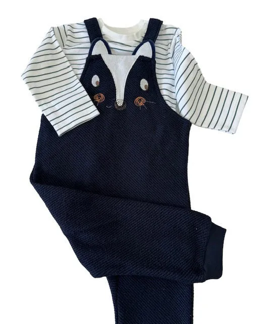 Infant & Toddler Overalls in a Fun Print (Skunk) Striped Long-Sleeve Shirt Included - 2 Piece Set