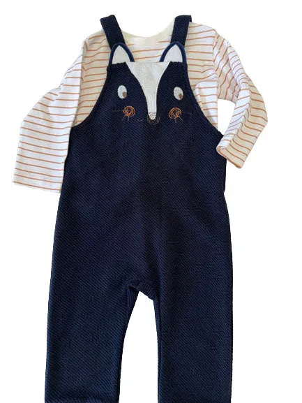 Infant & Toddler Overalls in a Fun Print (Skunk) Striped Long-Sleeve Shirt Included - 2 Piece Set