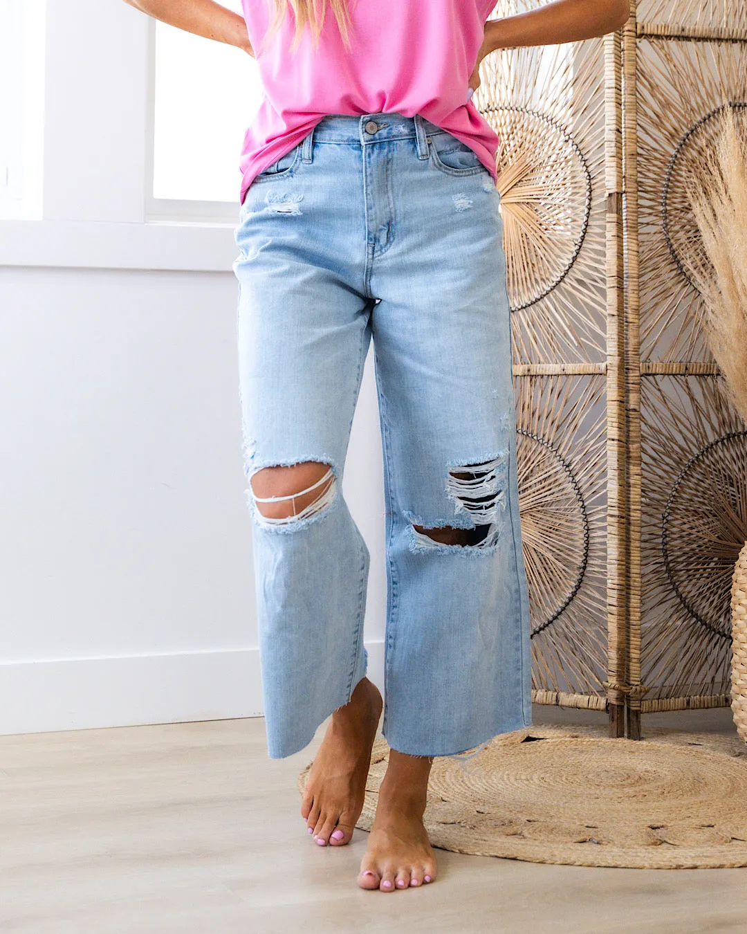 KanCan Olivia Distressed Wide Leg Jeans