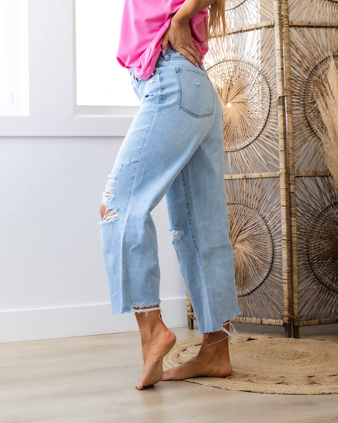 KanCan Olivia Distressed Wide Leg Jeans