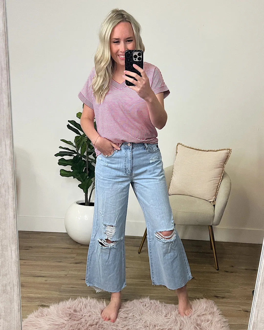 KanCan Olivia Distressed Wide Leg Jeans