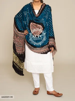 KCPC Pure Gaji Silk Ajrakh Bandhani Dupatta, DR, KC Morkanti