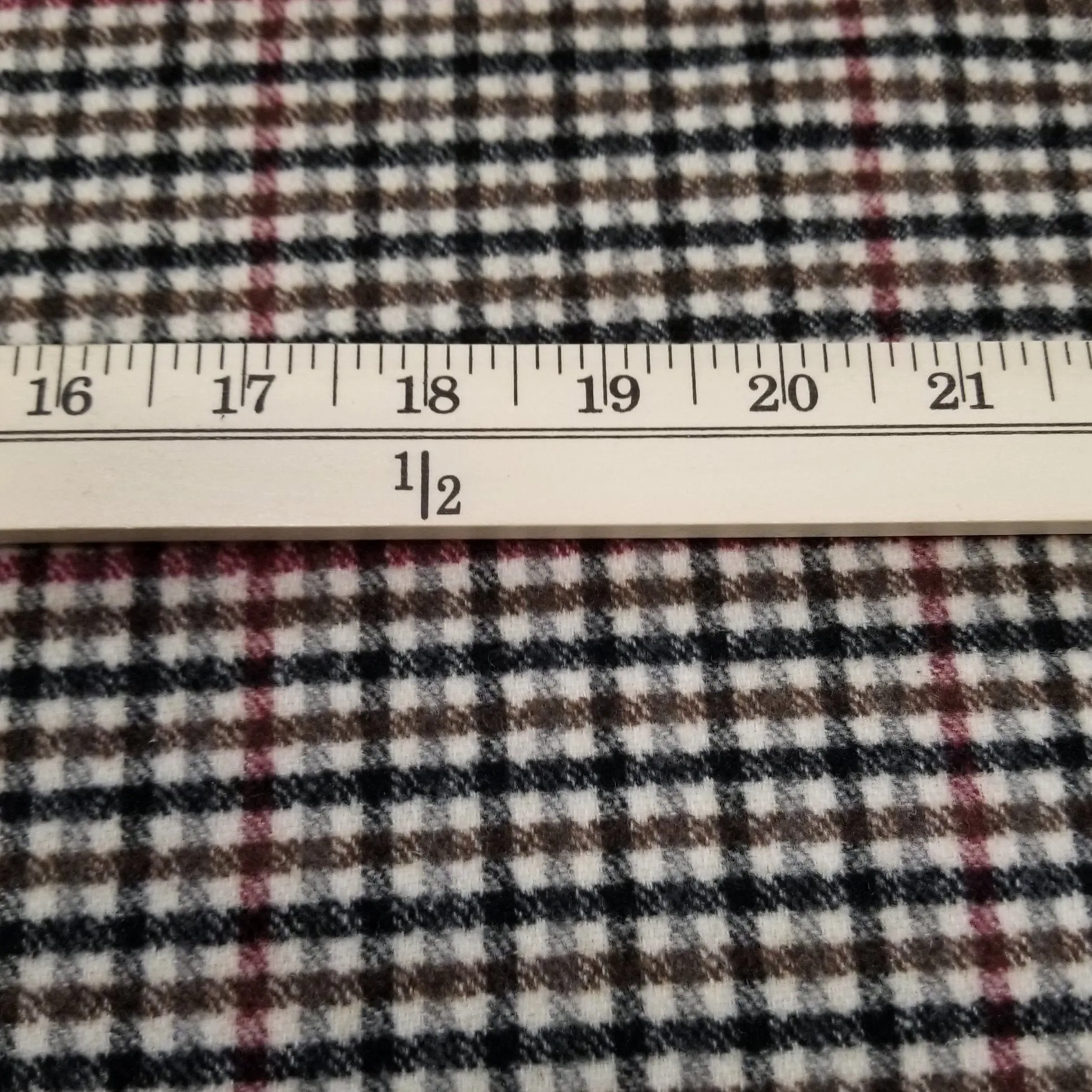 LA FInch 5 yard precut: 5 yards of Wool Blend Melton Olive and Burgundy Checks Woven