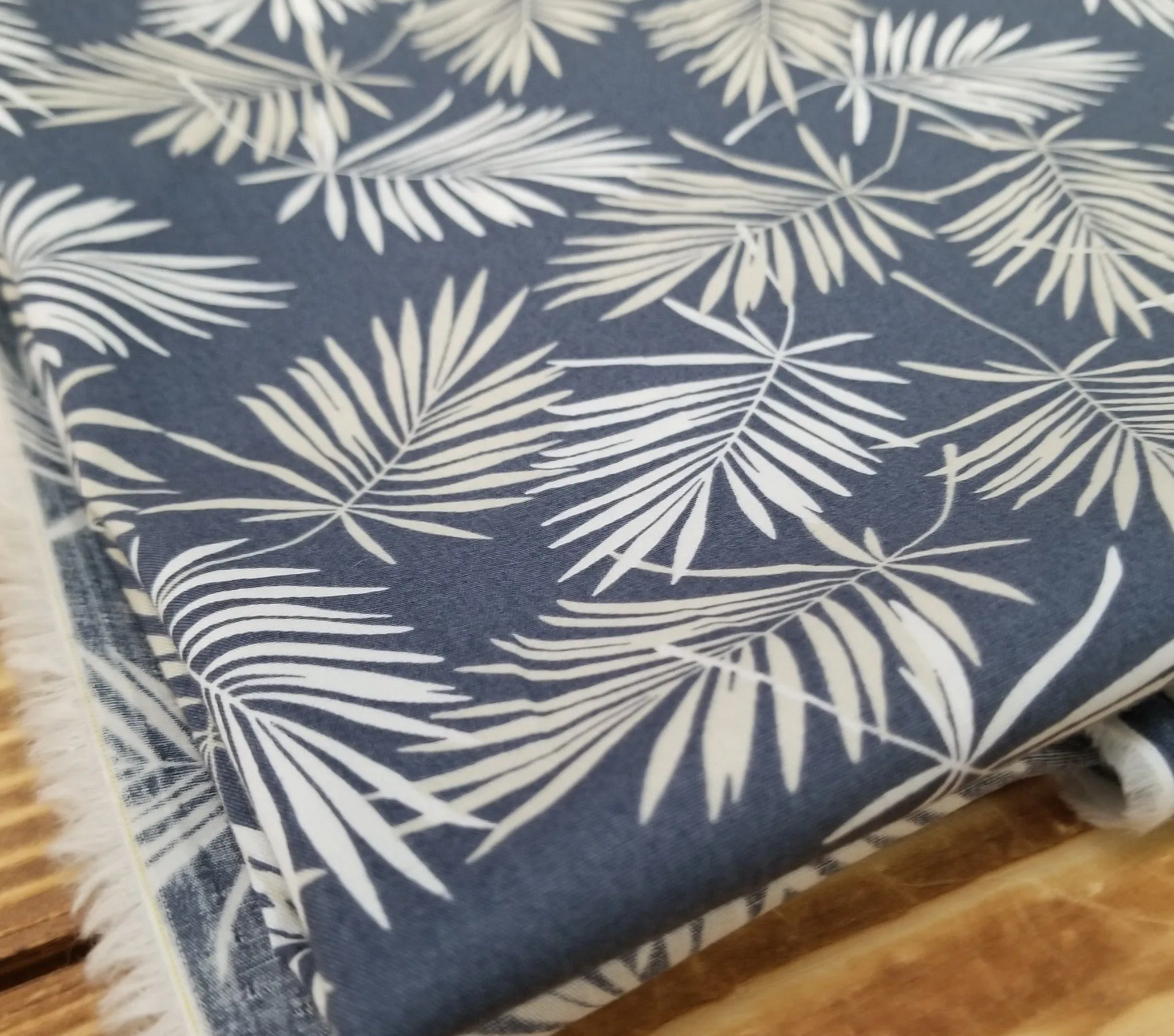 LA Finch 5 yard precuts: 5 yards of  Designer Deadstock Resort Palms  Oahu Shirting Stretch Poplin Woven