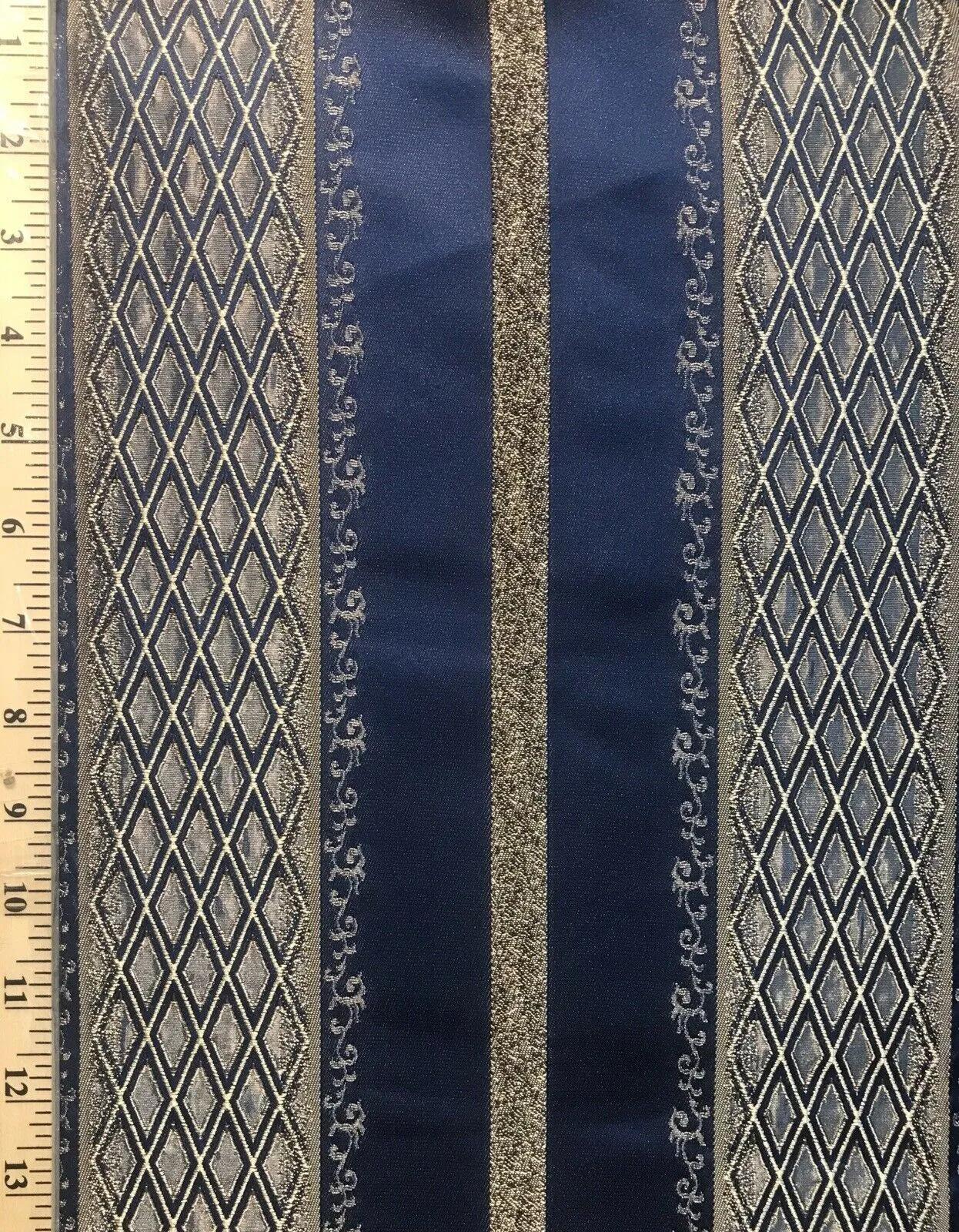 Lady Jennifer Designer Brocade Upholstery & Drapery Satin Striped Fabric Blue Gold LLPBB0004